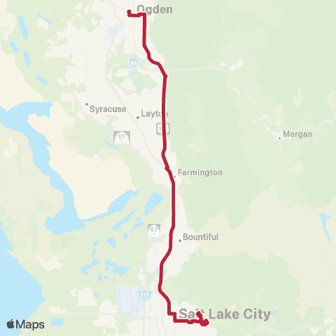 UTA SLC - Ogden Hwy 89 Express map