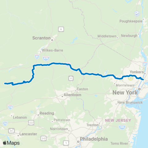 Uptown Vans Shamokin - Nyc via Shenandoah / Paterson map