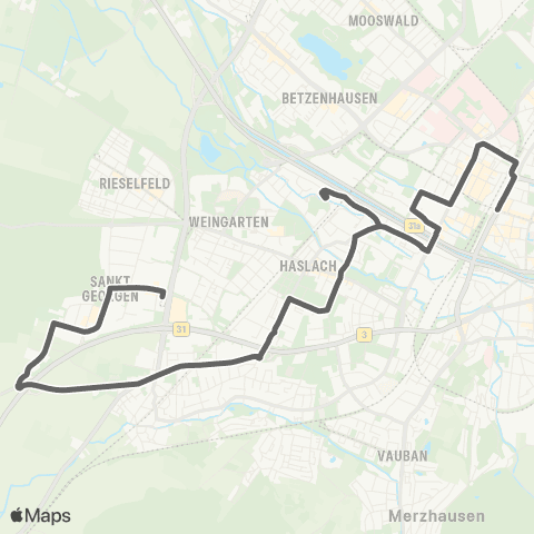 VAG Hauptbahnhof - Eschholzstraße - Am Kirchacker - Haid map
