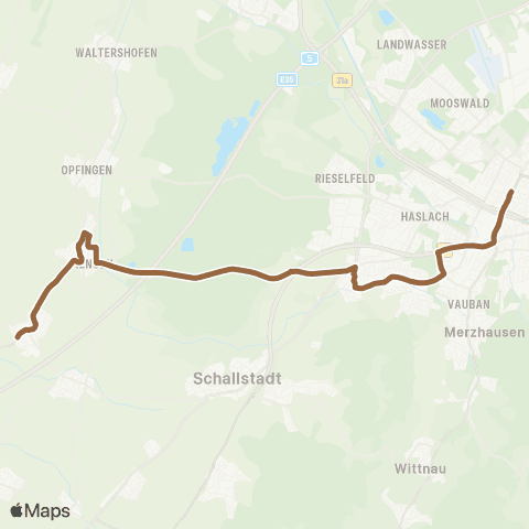 VAG Schnellbus: Hauptbahnhof - Tiengen - Munzingen map