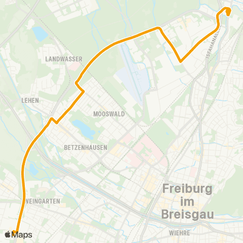 VAG SEV Zähringen - Brühl - Europaplatz map