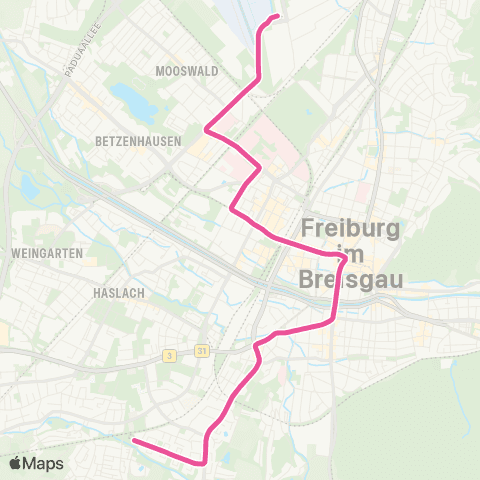 VAG Vauban - Bertoldsbrunnen - Messe map