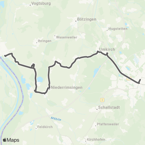 VAG Hauptbahnhof - Umkirch - Ihringen - Breisach - Rimsingen map