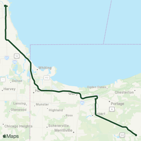 Valpo Transit ChicaGO Dash map