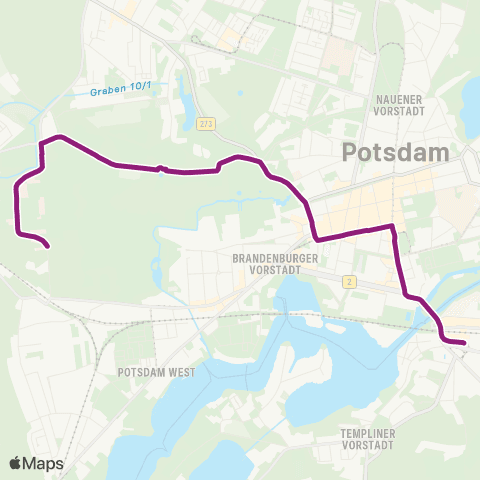 Verkehrsbetrieb Potsdam 🅢 Potsdam Hbf ↔︎ Neues Palais map