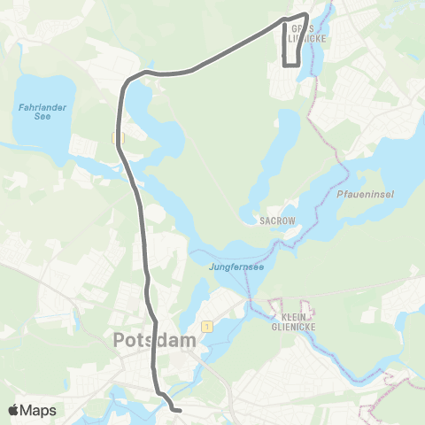 Verkehrsbetrieb Potsdam 🅢 Potsdam Hbf ↔︎ Birkenweg map
