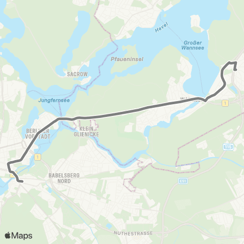 Verkehrsbetrieb Potsdam 🅢 Potsdam Hbf ↔︎ Glienicker Brücke map