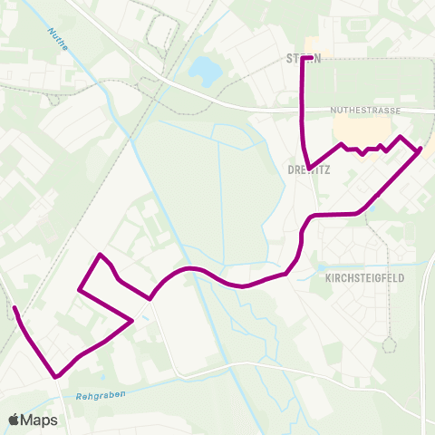 Verkehrsbetrieb Potsdam Johannes-Kepler-Platz ↔︎ Rehbrücke Bhf map