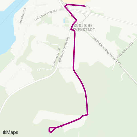 Verkehrsbetrieb Potsdam Telegrafenberg ↔︎ 🅢 Potsdam Hbf map