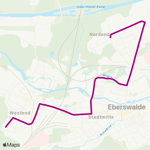 Barnimer Busgesellschaft Westend Wildparkstraße ↔︎ Nordend map