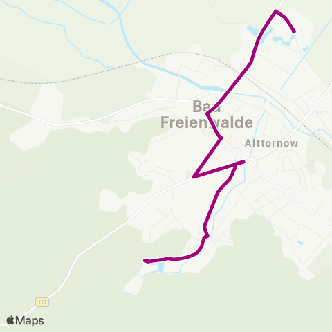 Barnimer Busgesellschaft Moorbad ↔︎ Bad Freienwalde Busbahnhof map