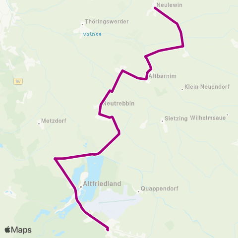 Barnimer Busgesellschaft Neutrebbin ↔︎ Neulewin map