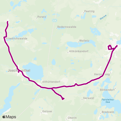 Barnimer Busgesellschaft Busring Uckermark Angermünde ↔︎ Joachimsthal map