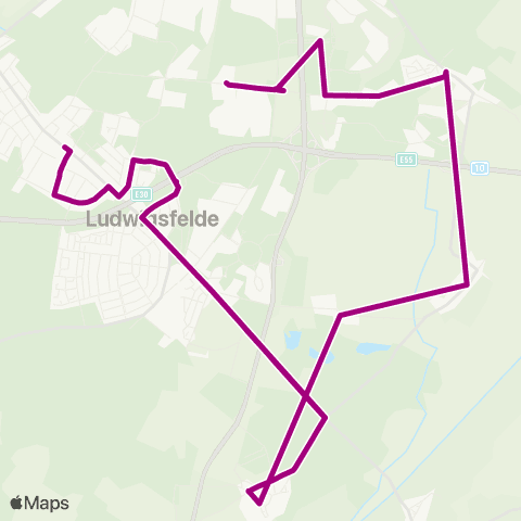 Verkehrsgesellschaft Teltow-Fläming Salvador-Allende-Str. ↔︎ Schünow map