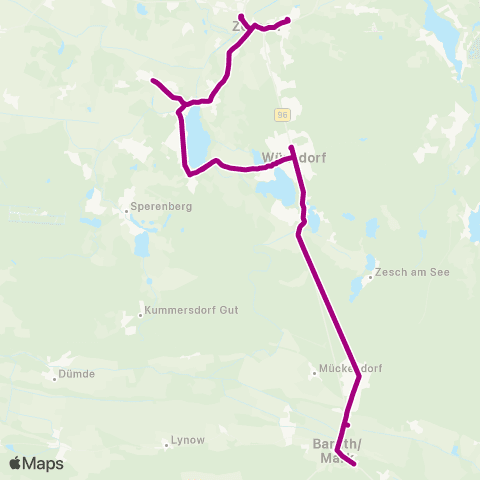 Verkehrsgesellschaft Teltow-Fläming Straße Der Befreiung ↔︎ Heideweg map