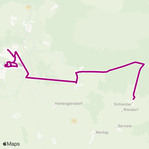 Verkehrsgesellschaft Teltow-Fläming Dorf ↔︎ Busbahnhof map