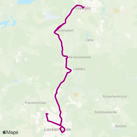 Verkehrsgesellschaft Teltow-Fläming Dorfaue ↔︎ Heidestr. map