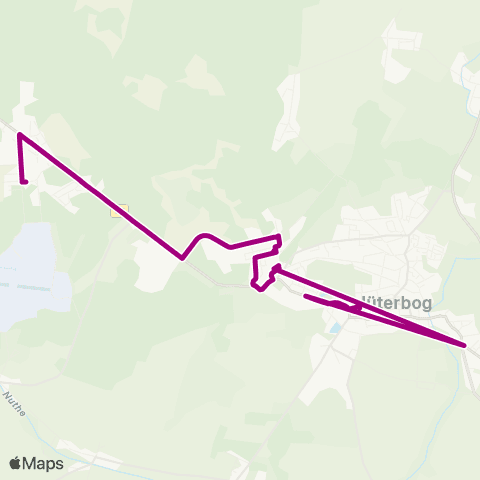 Verkehrsgesellschaft Teltow-Fläming Ahornweg ↔︎ Busbahnhof map
