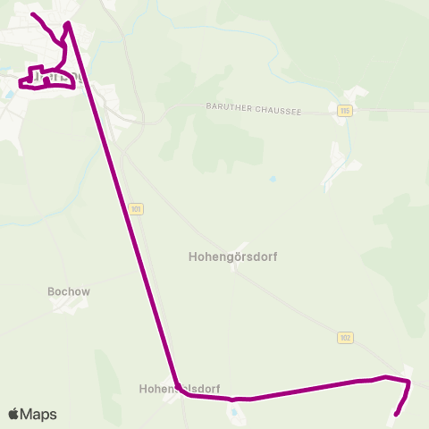 Verkehrsgesellschaft Teltow-Fläming Dorfstr. ↔︎ Busbahnhof map