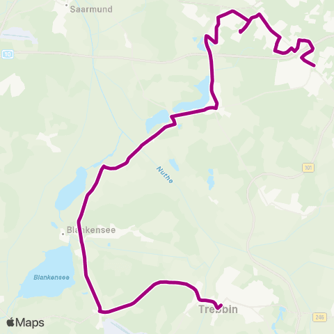 Verkehrsgesellschaft Teltow-Fläming Schule ↔︎ Dorfaue map