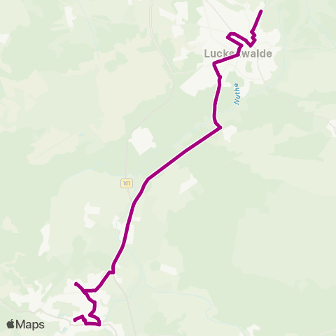 Verkehrsgesellschaft Teltow-Fläming Busbahnhof ↔︎ Krankenhaus map