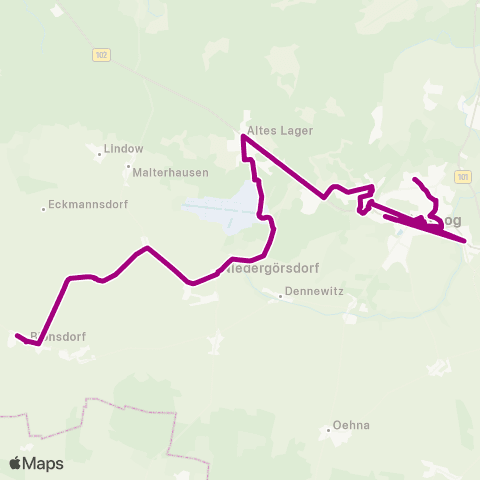 Verkehrsgesellschaft Teltow-Fläming Dorfstr. ↔︎ Busbahnhof map