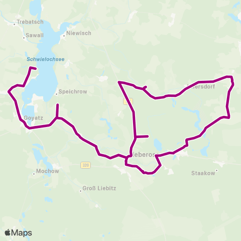 Regionale Verkehrsgesellschaft Dahme-Spreewald Campingplatz ↔︎ Campingplatz map
