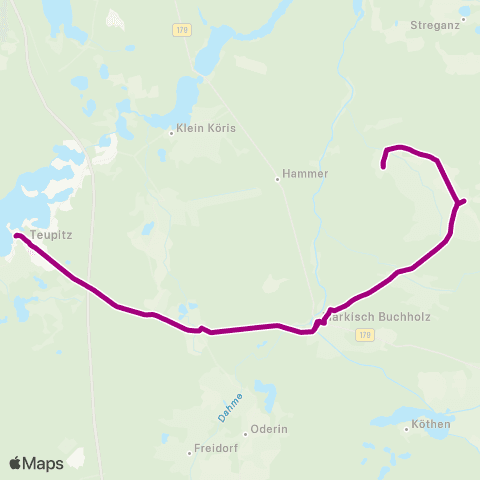 Regionale Verkehrsgesellschaft Dahme-Spreewald Markt ↔︎ Hermsdorf (Bei Münchehofe) map