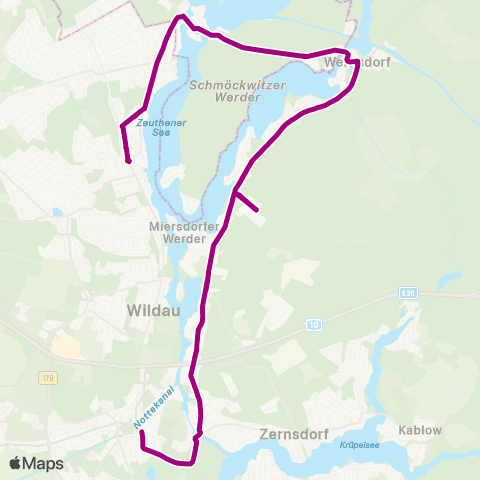 Regionale Verkehrsgesellschaft Dahme-Spreewald 🅢 Zeuthen ↔︎ Dorfaue map