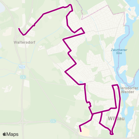 Regionale Verkehrsgesellschaft Dahme-Spreewald A10 Center ↔︎ Bohnsdorfer Weg map