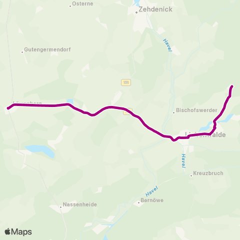 Oberhavel Verkehrsgesellschaft Kirche ↔︎ Wendestelle map