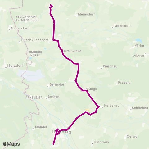 Verkehrsmanagement Elbe-Elster Hohenkuhnsdorf ↔︎ Busbahnhof map