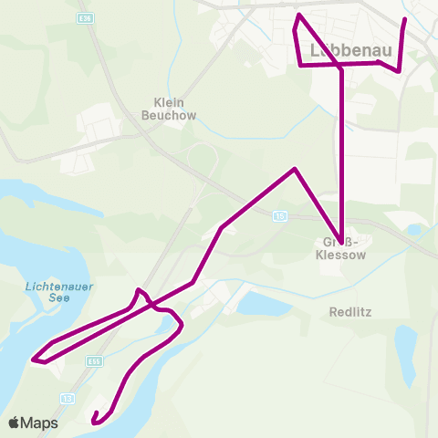 Verkehrsgesellschaft Oberspreewald-Lausitz Lichtenau ↔︎ Poststr. map