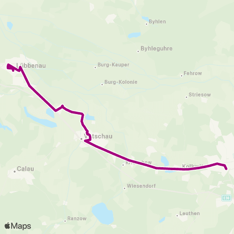 Verkehrsgesellschaft Oberspreewald-Lausitz Busbahnhof ↔︎ Busbahnhof map