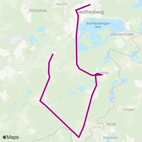 Verkehrsgesellschaft Oberspreewald-Lausitz Biehlen ↔︎ Busbahnhof map