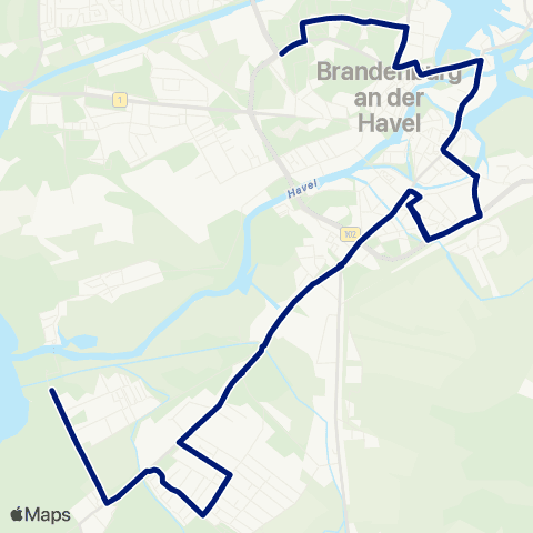 Verkehrsbetriebe Brandenburg an der Havel Wilhelmsdorf ↔︎ Fontanestr. map