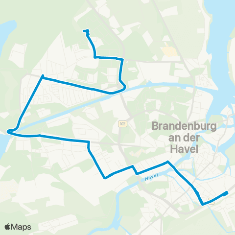 Verkehrsbetriebe Brandenburg an der Havel Hohenstücken Nord ↔︎ Zob map