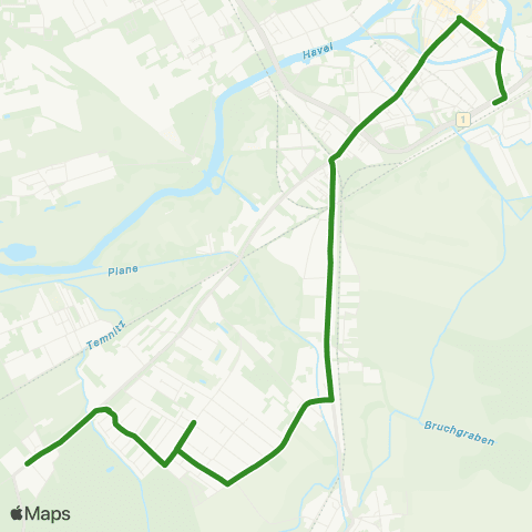 Verkehrsbetriebe Brandenburg an der Havel Wilhelmsdorf ↔︎ Zob map