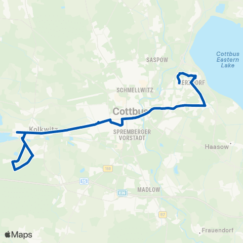 Cottbusverkehr Merzdorf Feuerwehr ↔︎ Klinikum map
