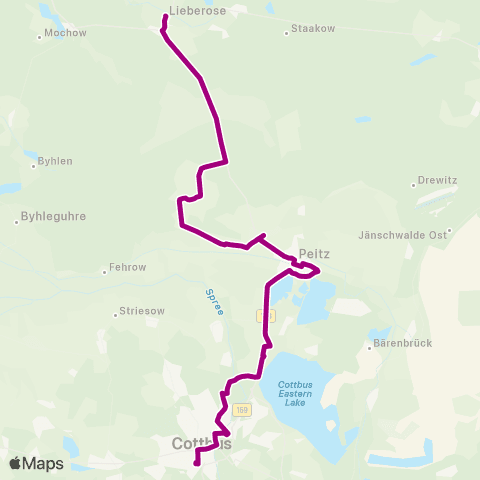 Cottbusverkehr Markt ↔︎ Hbf map