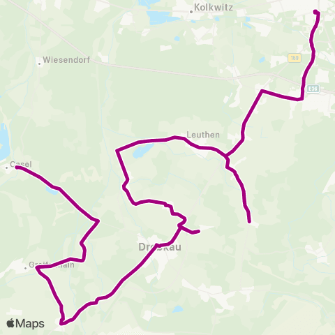 Cottbusverkehr Casel ↔︎ Hbf map