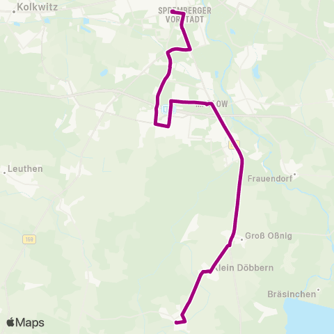 Cottbusverkehr Pücklerdorf Groß Döbbern ↔︎ Hbf map