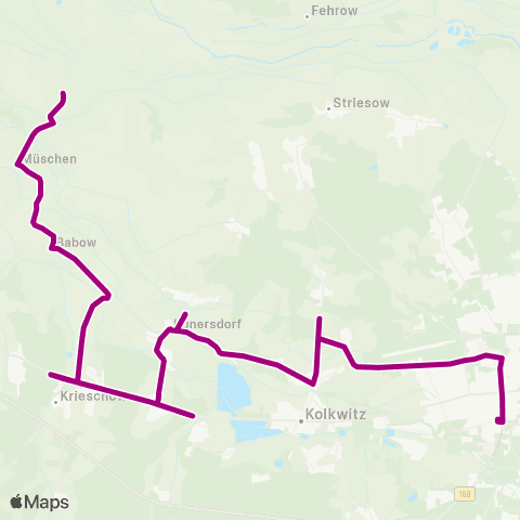 Cottbusverkehr Bleske ↔︎ Hbf map