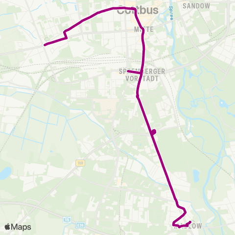Cottbusverkehr Madlow ↔︎ Ströbitz map