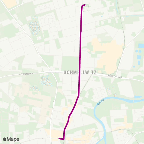 Cottbusverkehr Stadthalle Puschkinpromenade ↔︎ Schmellwitz Anger map