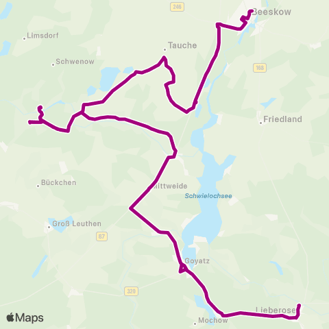 Busverkehr Oder-Spree Lieberose Markt ↔︎ Beeskow map