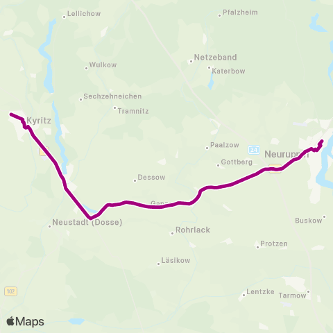 ORP Ostprignitz-Ruppiner Personennahverkehrsgesellschaft Rheinsberger Tor Bhf ↔︎ Lindenschule map