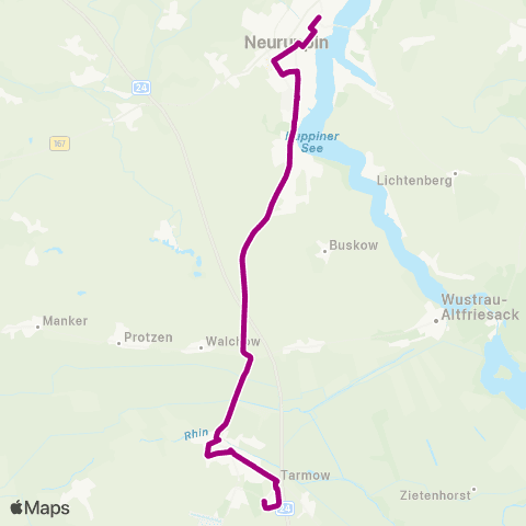 ORP Ostprignitz-Ruppiner Personennahverkehrsgesellschaft Gewerbepark ↔︎ Rheinsberger Tor Bhf map