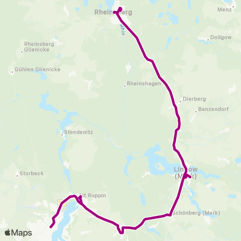 ORP Ostprignitz-Ruppiner Personennahverkehrsgesellschaft Schloss ↔︎ Rheinsberger Tor Bhf map