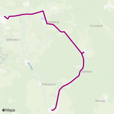 Lange Dippmannsdorf ↔︎ Wollin map